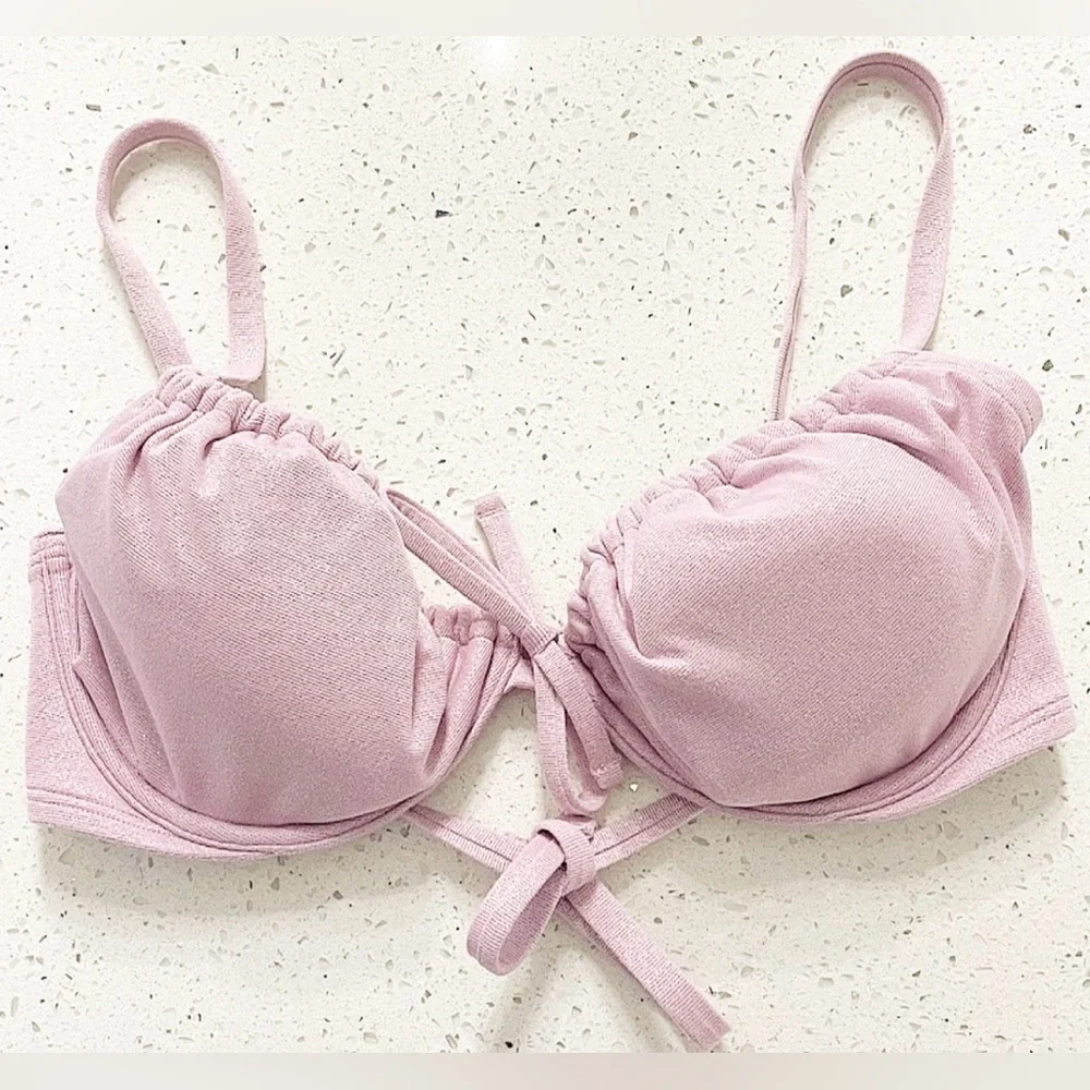 Hollister Pink Metallic Bralette Bikini Top XS